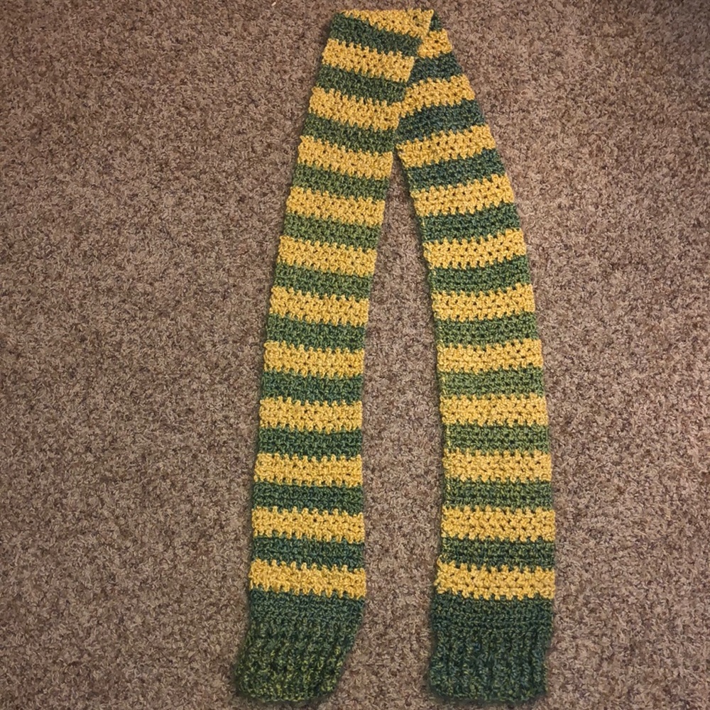 green and yellow scarf